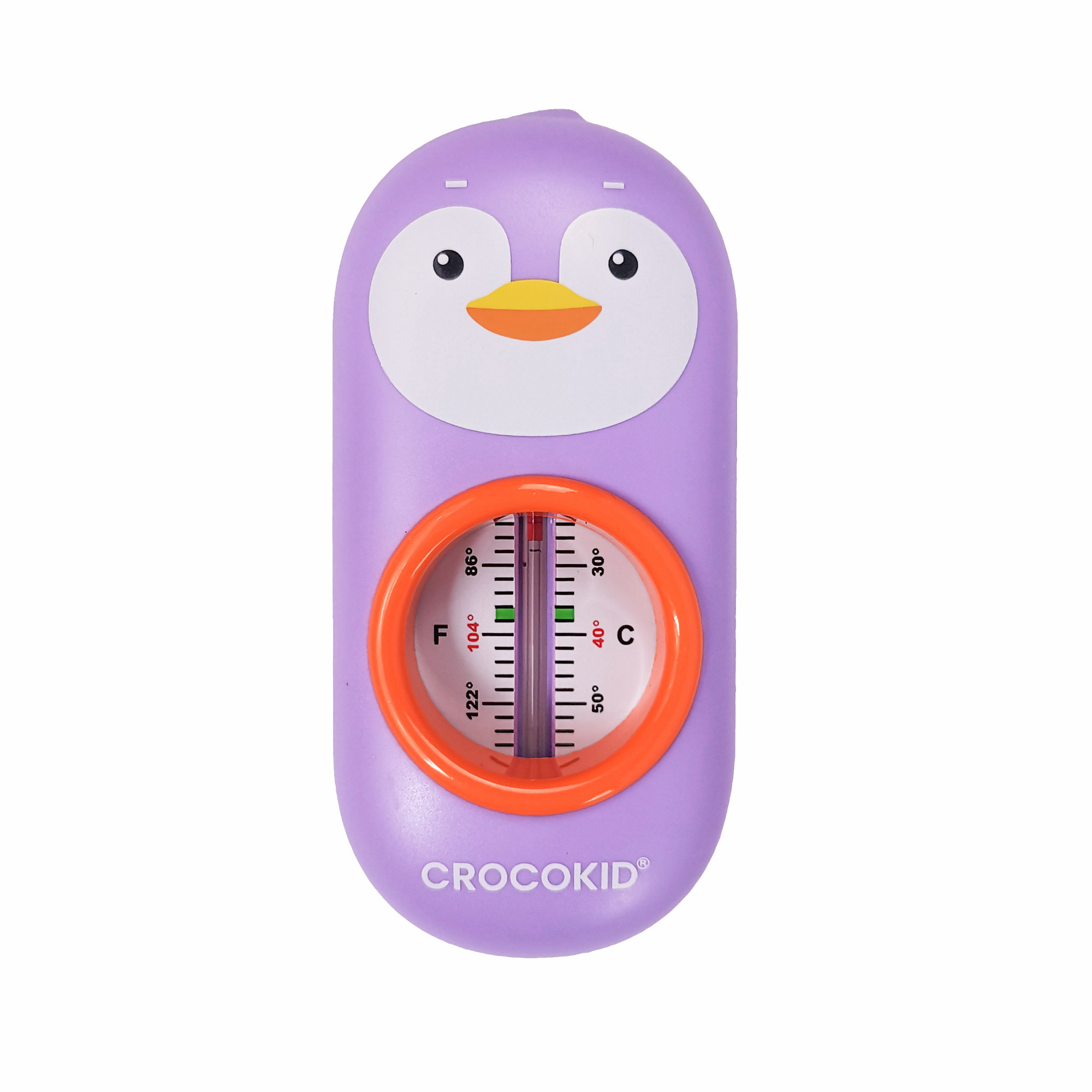 CROCOKID® Thermomètre de bain pingouin violet - jouet ludique